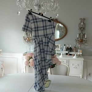 Endless Rose top asymmetrical plaid ruffle